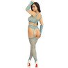 LEG AVENUE - TOP CORTO, MEDIAS Y GUANTES AZULES