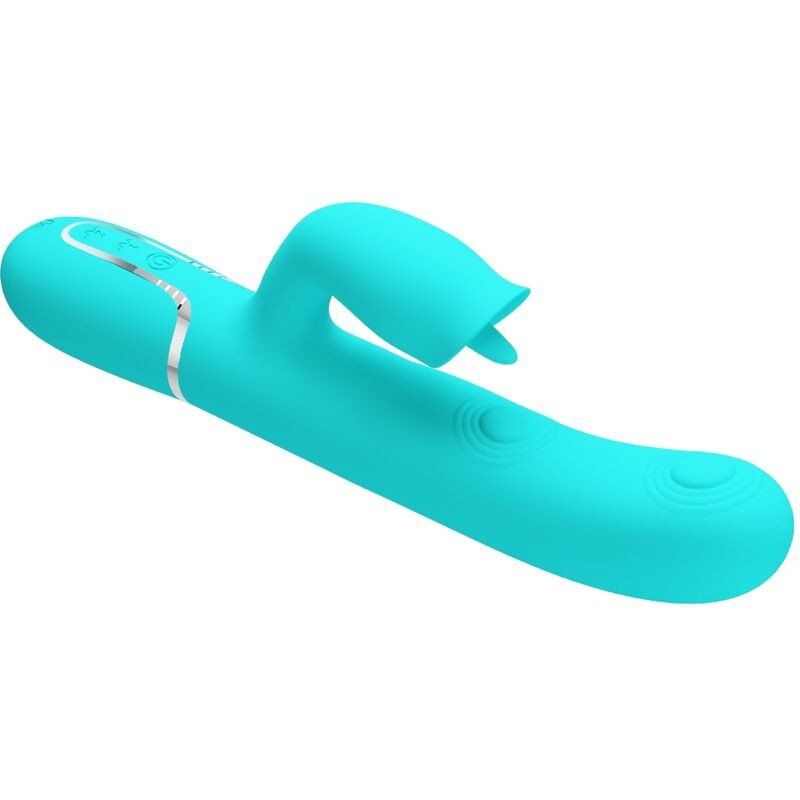 AMOR PRECIOSO - VIBRADOR CON FORMA DE CONEJO CON EXTREMO VERDE AGUA PARA LAMER