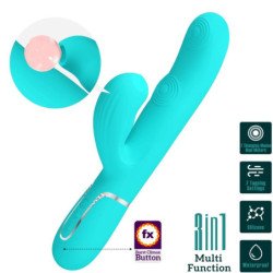 PRETTY LOVE - PERLITA VIBRADOR MULTIFUNCIÓN 3 EN 1 PARA EL PUNTO G VERDE AGUA
