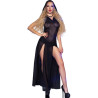 CHILIROSE - CR 4685 VESTIDO LARGO CON CAPUCHA NEGRO TALLA S