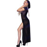 CHILIROSE - CR 4685 VESTIDO LARGO CON CAPUCHA NEGRO TALLA S