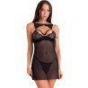MODA LIVCO CORSETTI - KROLINA LC 90734 CHEMISE + TANGA NEGRO L/XL