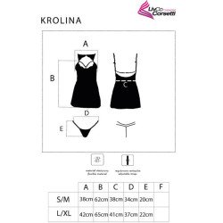 MODA LIVCO CORSETTI - KROLINA LC 90734 CHEMISE + TANGA NEGRO L/XL