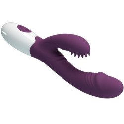 PRETTY LOVE - VIBRADOR DE CONEJO BESO DE MARIPOSA Y ESTIMULADOR DEL PUNTO G MORADO