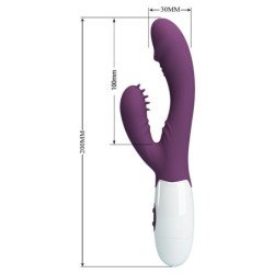 PRETTY LOVE - VIBRADOR DE CONEJO BESO DE MARIPOSA Y ESTIMULADOR DEL PUNTO G MORADO