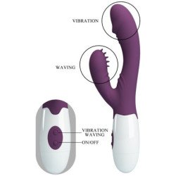 PRETTY LOVE - VIBRADOR DE CONEJO BESO DE MARIPOSA Y ESTIMULADOR DEL PUNTO G MORADO