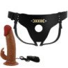PRETTY LOVE - MARION HARNESS BRAGUITAS UNIVERSALES CON DILDO VIBRADOR DE 19 CM MARRÓN
