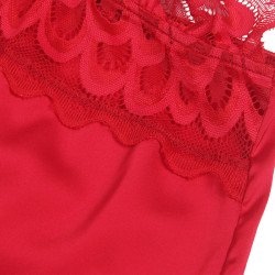 SUBBLIME - BABYDOLL SATINADO CON ENCAJE ROJO L/XL