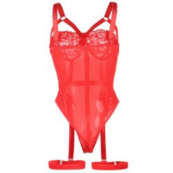 SUBBLIME - TEDDY CON DETALLE DE LIGUERO EN EL PECHO, ROJO, TALLA S/M