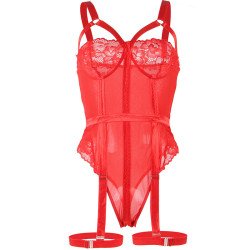 SUBBLIME - TEDDY CON DETALLE DE LIGUERO EN EL PECHO, ROJO, TALLA S/M