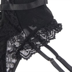 SUBBLIME - TEDDY CON LIGUERO, DETALLE DE ENCAJE Y TIRAS NEGRO L/XL