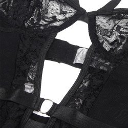 SUBBLIME - TEDDY CON LIGUERO, DETALLE DE ENCAJE Y TIRAS NEGRO L/XL