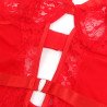 SUBBLIME - TEDDY CON LIGUERO, DETALLE DE ENCAJE Y RAYAS ROJO S/M
