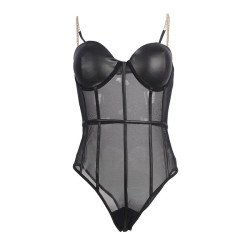 SUBBLIME - BODY CON TIRANTES DE CADENA NEGRA TALLA S/M