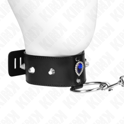 KINK - COLLAR CON CORREA 65 CM CON DIAMANTES AZULES AJUSTABLE 36-43 CM X 5 CM