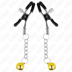 KINK - PINZAS PARA PEZONES CON COLGANTE DE CASCABEL DORADO 6 CM