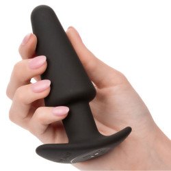 CALEXOTICS - TAPÓN ANAL CÓNICO ROCK BOTTOM 10 VIBRACIONES SILICONA NEGRA