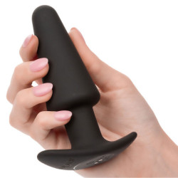 CALEXOTICS - TAPÓN ANAL CÓNICO ROCK BOTTOM 10 VIBRACIONES SILICONA NEGRA