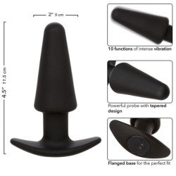 CALEXOTICS - TAPÓN ANAL CÓNICO ROCK BOTTOM 10 VIBRACIONES SILICONA NEGRA