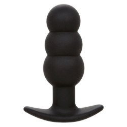 CALEXOTICS - TAPÓN ANAL CON CUENTAS ROCK BOTTOM 10 VIBRACIONES SILICONA NEGRA