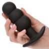 CALEXOTICS - TAPÓN ANAL CON CUENTAS ROCK BOTTOM 10 VIBRACIONES SILICONA NEGRA