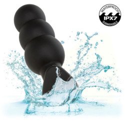 CALEXOTICS - TAPÓN ANAL CON CUENTAS ROCK BOTTOM 10 VIBRACIONES SILICONA NEGRA