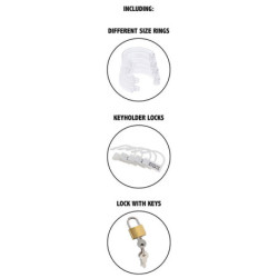 HIDDEN DESIRE - JAULA DE CASTIDAD EXTREMA PARA PENE DE ACRÍLICO TRANSPARENTE AJUSTABLE