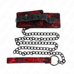 KINK - COLLAR DE ENCAJE CON CINTURÓN DE PIEL AUTÉNTICA DE 105 CM / 44 X 5,5 CM