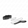 KINK - COLLAR DE PIEL DE PVC CON CINTURÓN DE 105 CM CON REMACHE DE PEDRERÍA DE 41,5 X 4 CM