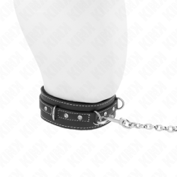 KINK - COLLAR DE PIEL DE PVC CON CINTURÓN DE 105 CM CON REMACHE DE PEDRERÍA DE 41,5 X 4 CM