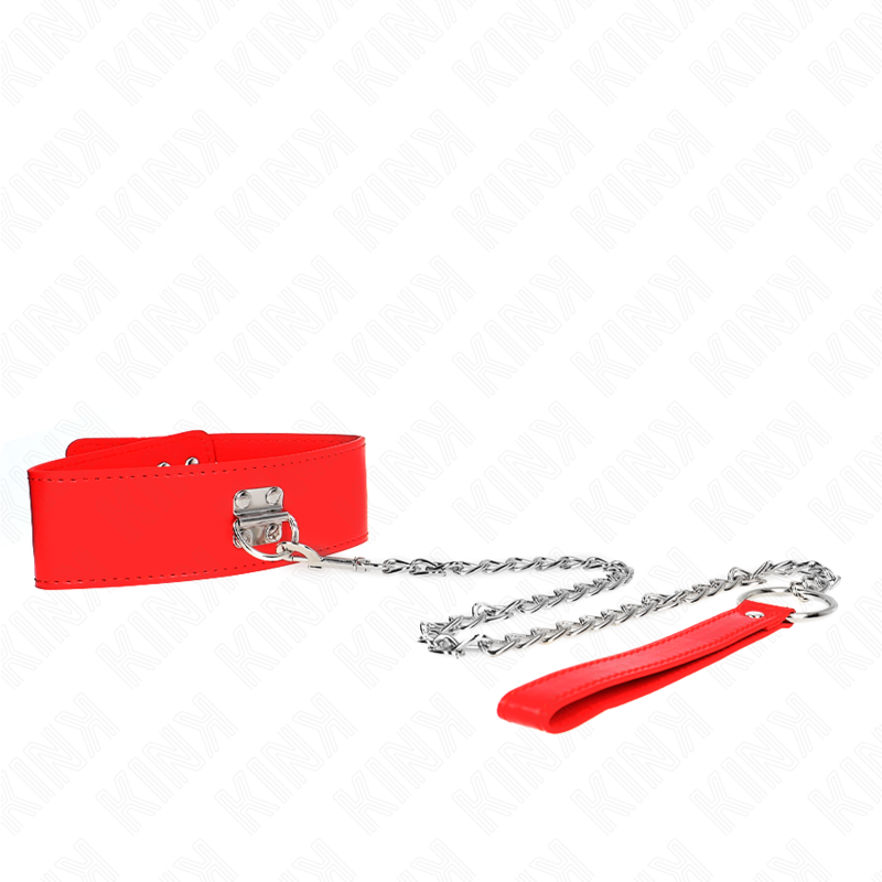KINK - COLLAR CON CINTURÓN DE 65 CM CON CORREA ROJA ANCHA AJUSTABLE DE 33,5 A 41 CM X 5 CM