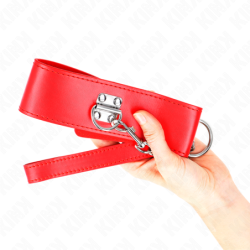 KINK - COLLAR CON CINTURÓN DE 65 CM CON CORREA ROJA ANCHA AJUSTABLE DE 33,5 A 41 CM X 5 CM