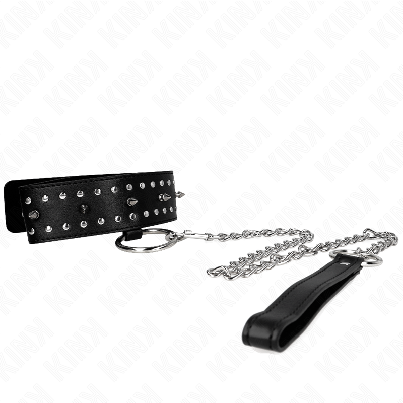 KINK - COLLAR CON CORREA DE 65 CM CON REMACHES PLATEADOS MODELO 1 AJUSTABLE 36-43 CM X 5 CM