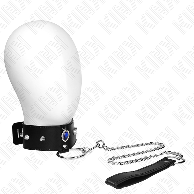 KINK - COLLAR DE 65 CM CON CORREA CON DIAMANTES AZULES AJUSTABLE DE 36-43 CM X 5 CM