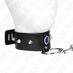 KINK - COLLAR DE 65 CM CON CORREA CON DIAMANTES AZULES AJUSTABLE DE 36-43 CM X 5 CM