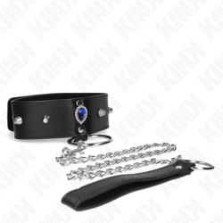 KINK - COLLAR DE 65 CM CON CORREA CON DIAMANTES AZULES AJUSTABLE DE 36-43 CM X 5 CM