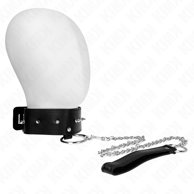 KINK - COLLAR DE 65 CM CON CORREA Y REMACHES PLATEADOS MODELO 2 AJUSTABLE 36-43 CM X 5 CM