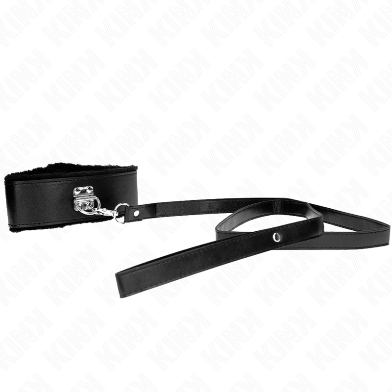 KINK - COLLAR CON CORREA 116 CM CON REMACHES PLATEADOS MODELO 4 NEGRO AJUSTABLE 40-48 CM X 6 CM