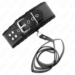KINK - COLLAR CON CORREA 116 CM CON REMACHES PLATEADOS MODELO 4 NEGRO AJUSTABLE 40-48 CM X 6 CM
