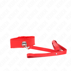 KINK - COLLAR CON CORREA 116 CM CON REMACHES PLATEADOS MODELO 4 ROJO AJUSTABLE 40-48 CM X 6 CM
