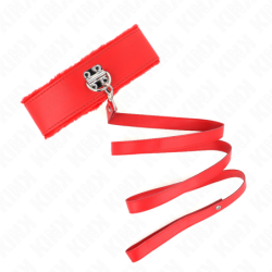 KINK - COLLAR CON CORREA 116 CM CON REMACHES PLATEADOS MODELO 4 ROJO AJUSTABLE 40-48 CM X 6 CM