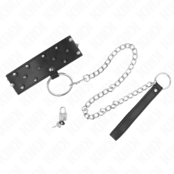 KINK - COLLAR CON CORREA DE 65 CM CON REMACHES PLATEADOS MODELO 5 AJUSTABLE 36-43 CM X 5 CM