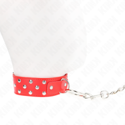 KINK - COLLAR CON RIBETE Y ANILLO, CORREA DE 65 CM, ROJO, AJUSTABLE DE 36 A 50 CM X 3,8 CM