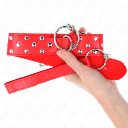 KINK - COLLAR CON RIBETE Y ANILLO, CORREA DE 65 CM, ROJO, AJUSTABLE DE 36 A 50 CM X 3,8 CM