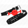 KINK - Mordaza de silicona completa de 55 x 2 cm con bola de 4 cm, talla S, roja, ajustable de 35 a 51 cm.
