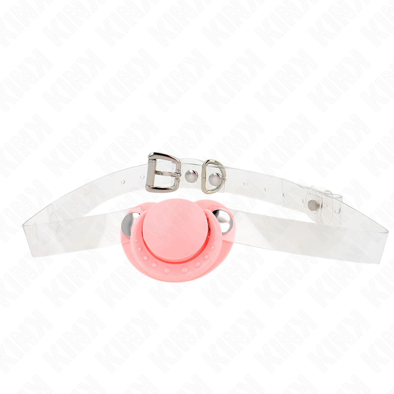 KINK - Mordaza rosa con forma de chupete, 5,5 x 4 cm, ajustable de 43 a 60 cm.