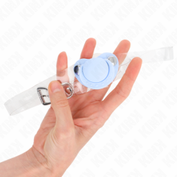 KINK - Mordaza con forma de chupete azul claro, 5,5 x 4 cm, ajustable de 43 a 60 cm.