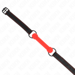 KINK - MORDAZA DE HUESO CON CORREA DE PIEL SINTÉTICA ROJA AJUSTABLE 41-57 CM