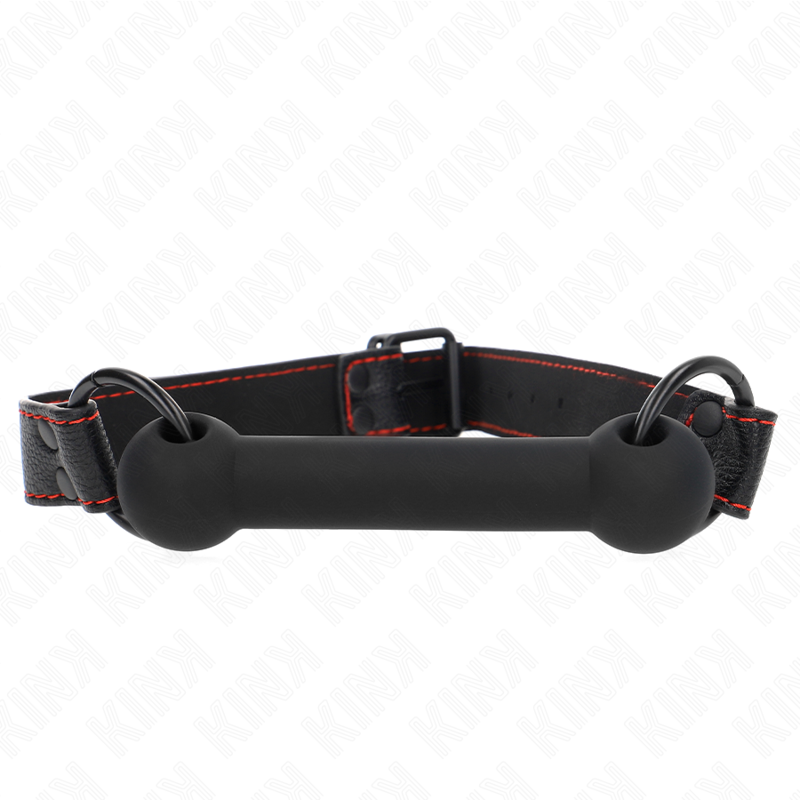 KINK - MORDAZA DE HUESO CON CORREA DE PIEL SINTÉTICA NEGRA AJUSTABLE 41-57 CM