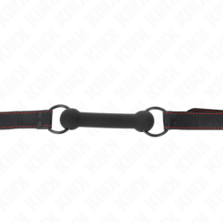 KINK - MORDAZA DE HUESO CON CORREA DE PIEL SINTÉTICA NEGRA AJUSTABLE 41-57 CM